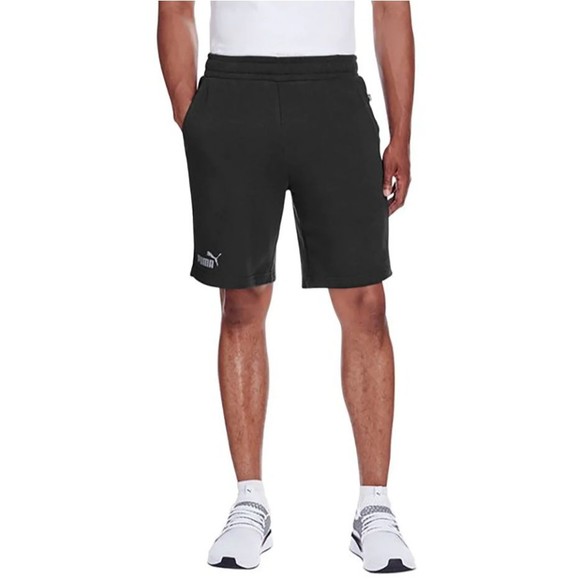 PUMA Essential Men's Sweat Bermuda Shorts Medium Black Regular Fit Cotton Terry - Picture 2 of 10